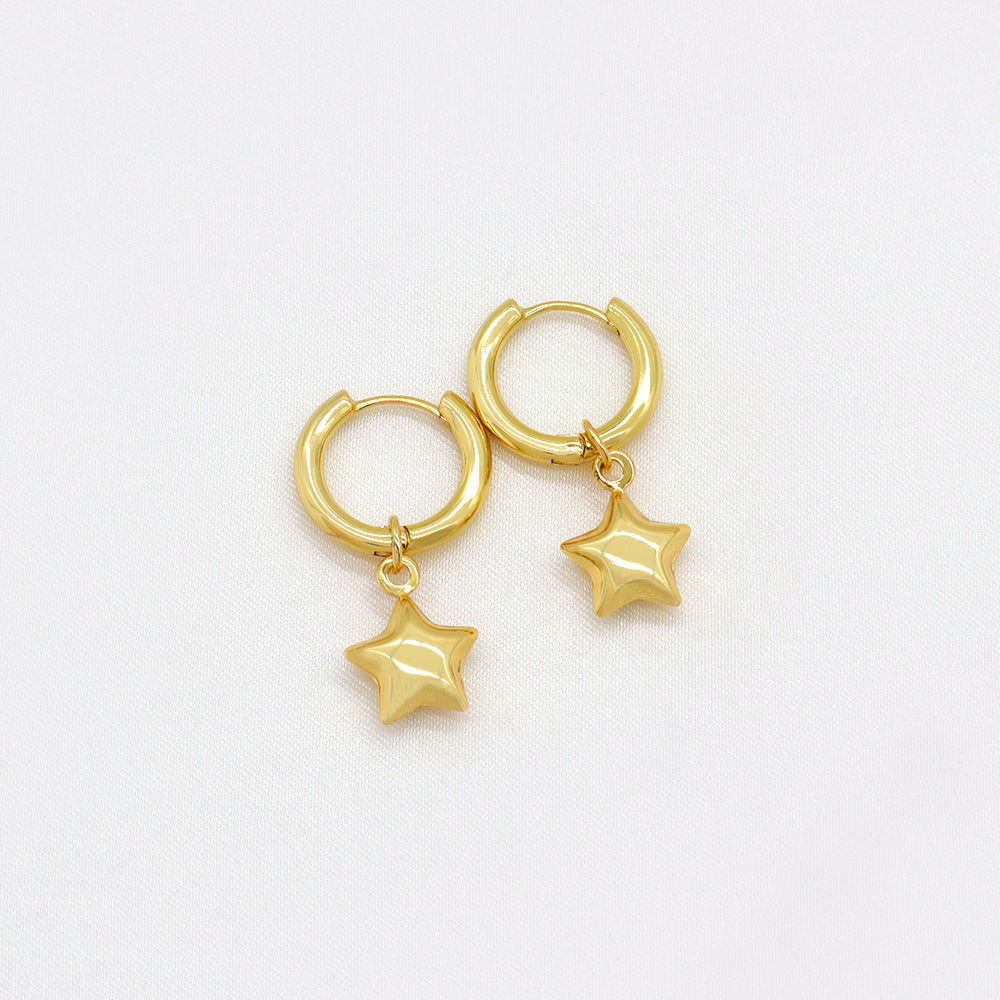 Custom Plated Gold Hoop Pendant Drop Dangle Earrings Jewelry