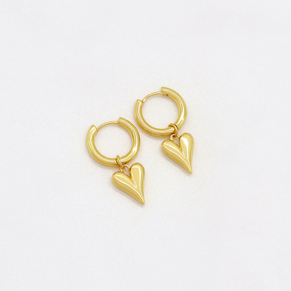 Custom Plated Gold Hoop Pendant Drop Dangle Earrings Jewelry