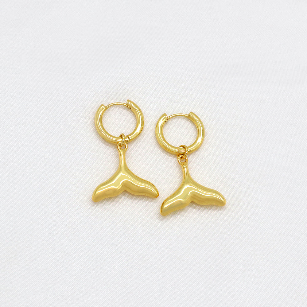 Custom Plated Gold Hoop Pendant Drop Dangle Earrings Jewelry