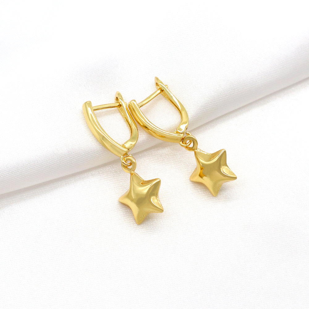 Custom Plated Gold Hoop Pendant Drop Dangle Earrings Jewelry