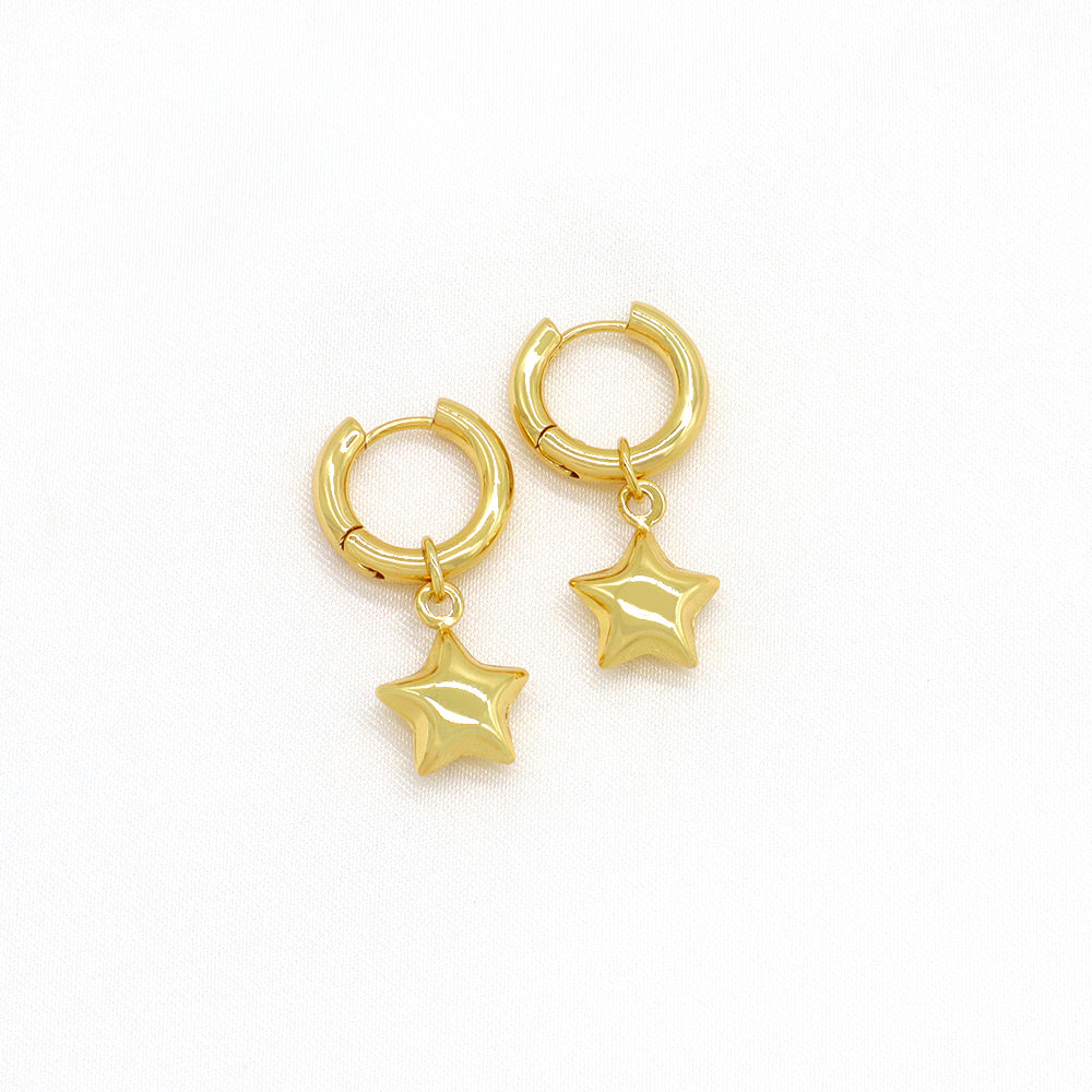 Custom Plated Gold Hoop Pendant Drop Dangle Earrings Jewelry