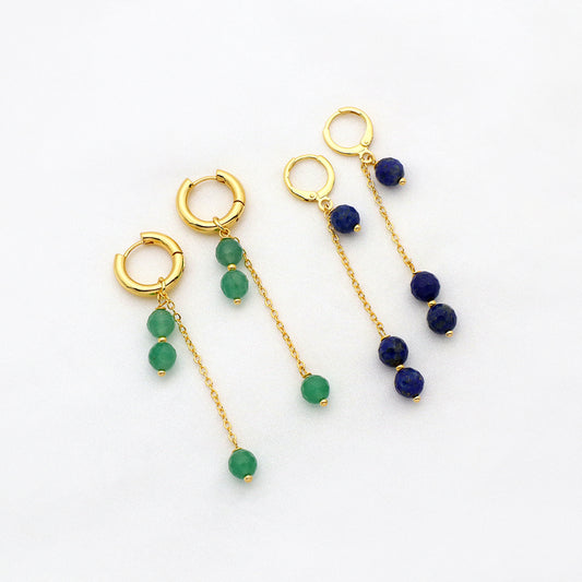 Handmade Custom Natural Stone Brass Earring