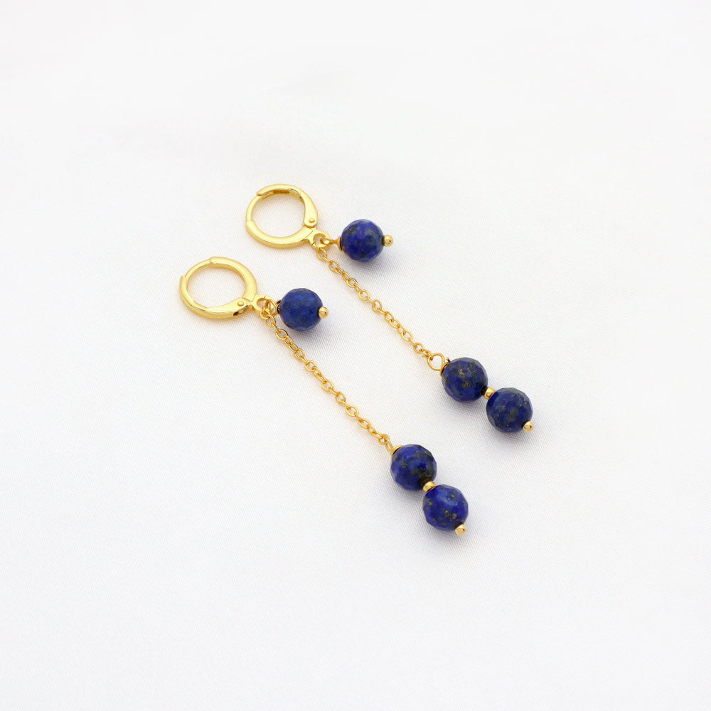 Handmade Custom Natural Stone Brass Earring