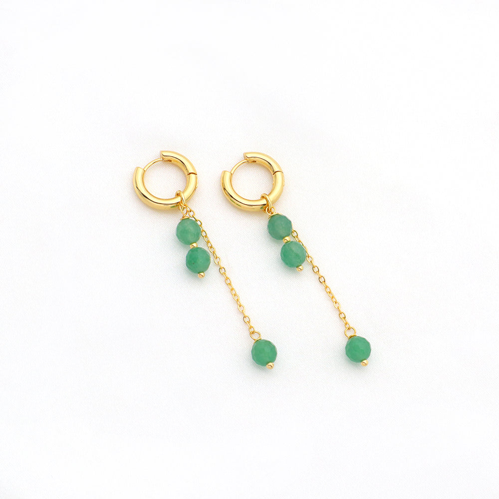 Handmade Custom Natural Stone Brass Earring