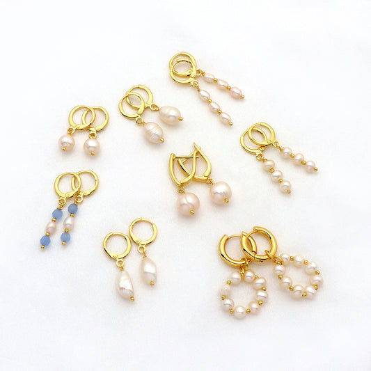 Handmade Custom Fresh Water Pearl Brass Earring