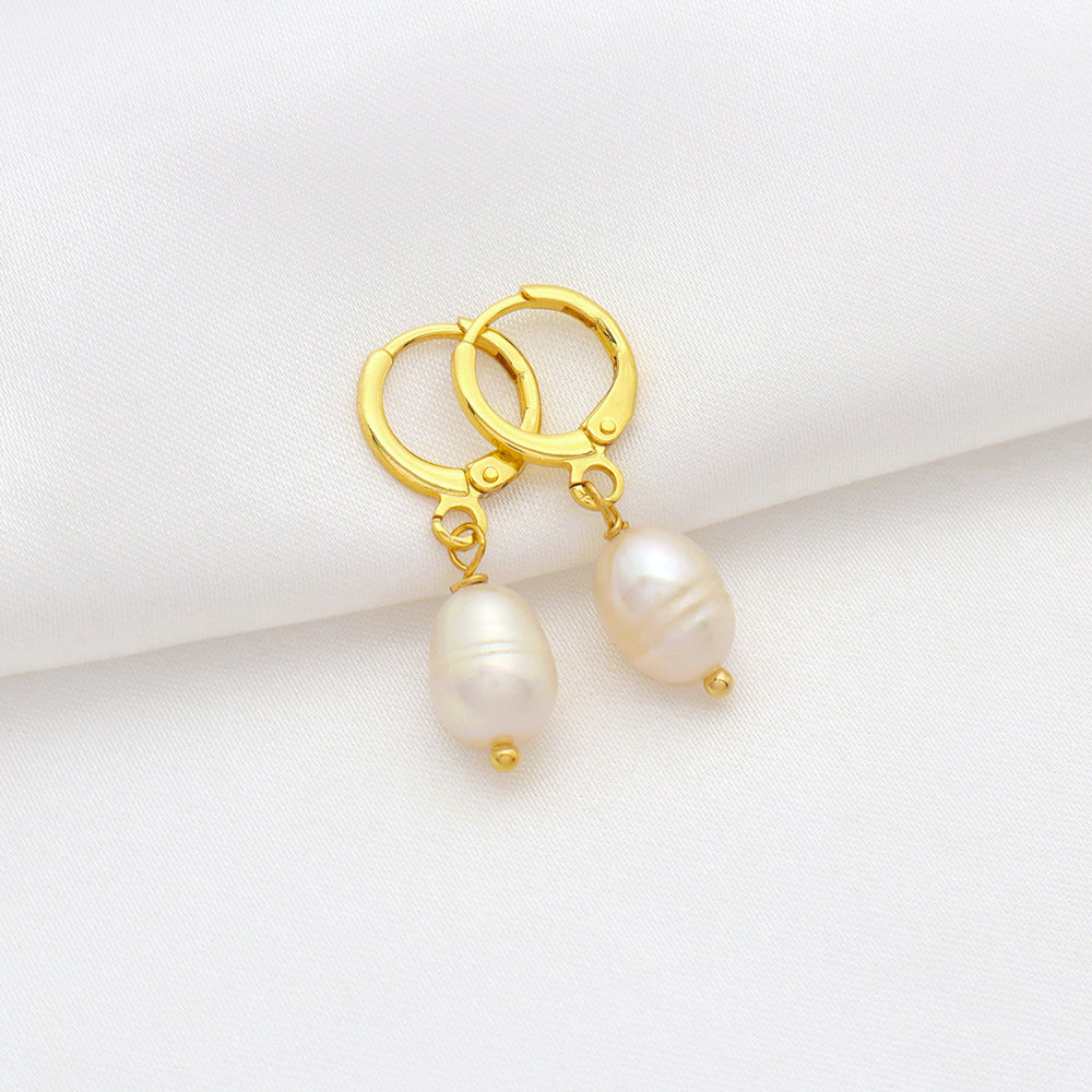 Handmade Custom Fresh Water Pearl Brass Earring