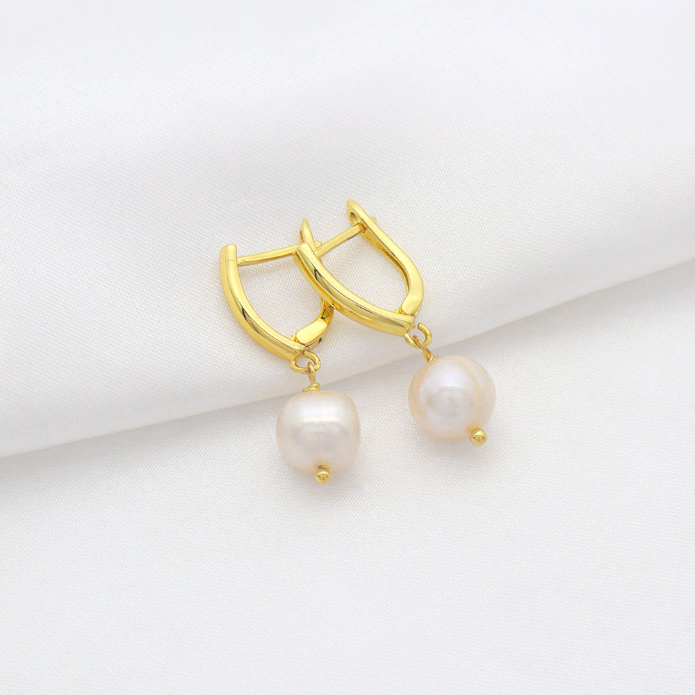 Handmade Custom Fresh Water Pearl Brass Earring