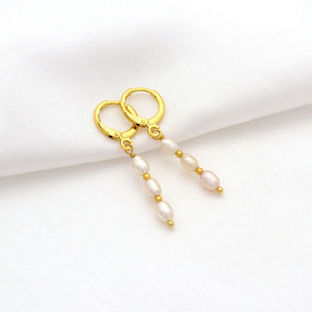Handmade Custom Fresh Water Pearl Brass Earring