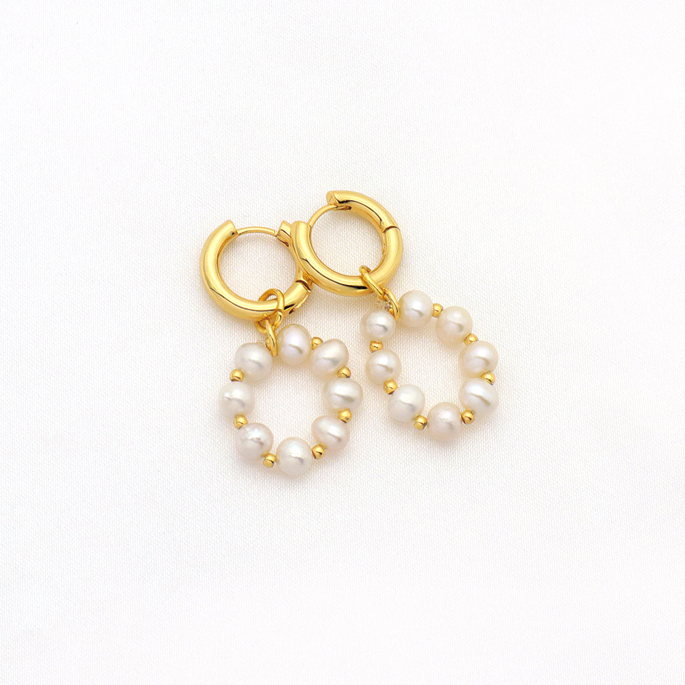 Handmade Custom Fresh Water Pearl Brass Earring
