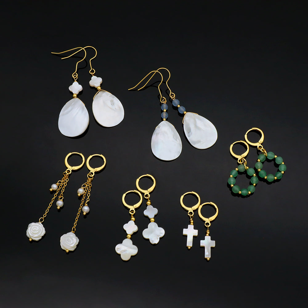 Handmade Custom Shell Earring Natural Stone Earring