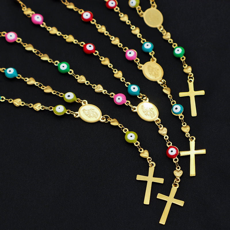 Handmade Custom stainless steel evil eye necklace