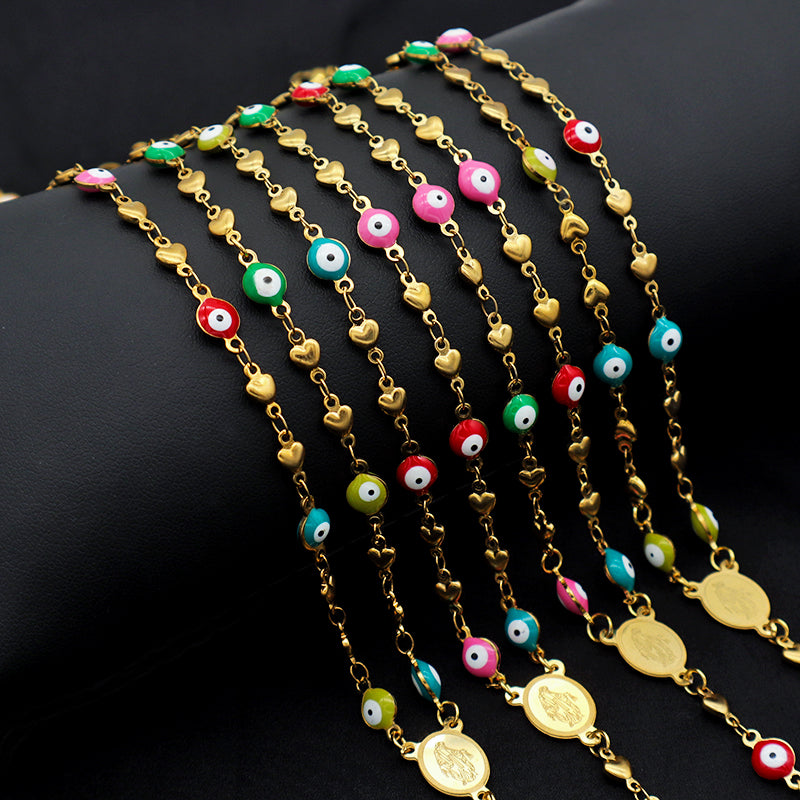 Handmade Custom stainless steel evil eye necklace