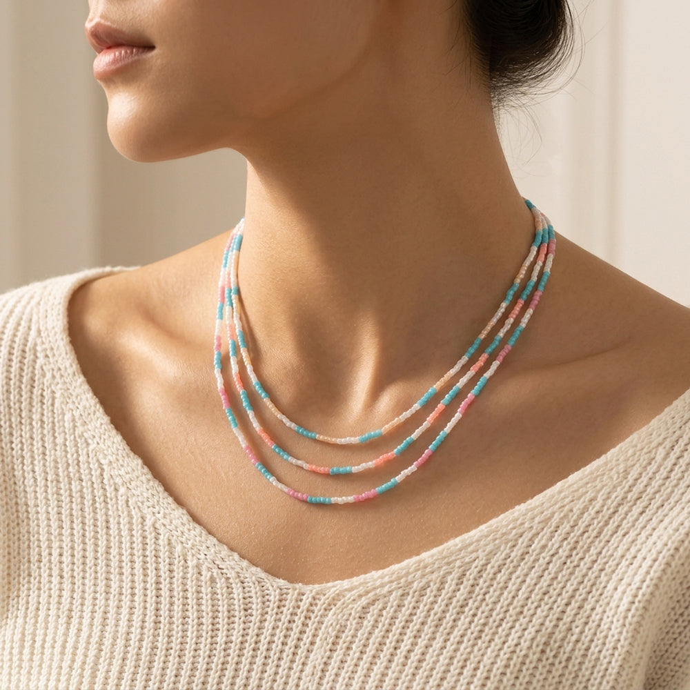 Handmade Mixed Colors Miyuki Beads Necklace Jewely
