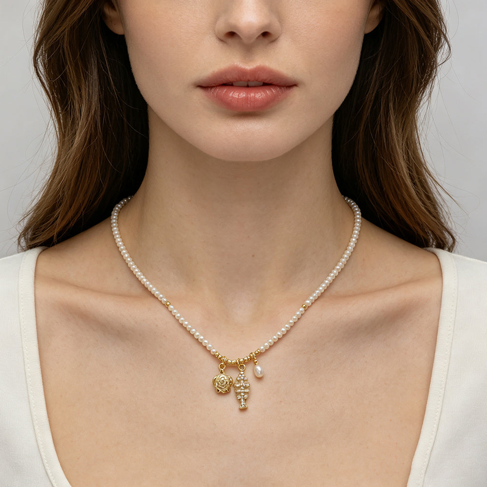 Handmade Fresh Water Pearl Turtle Fish Starfish Crab Pendant Necklace