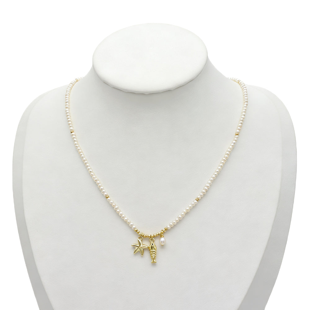 Handmade Fresh Water Pearl Turtle Fish Starfish Crab Pendant Necklace