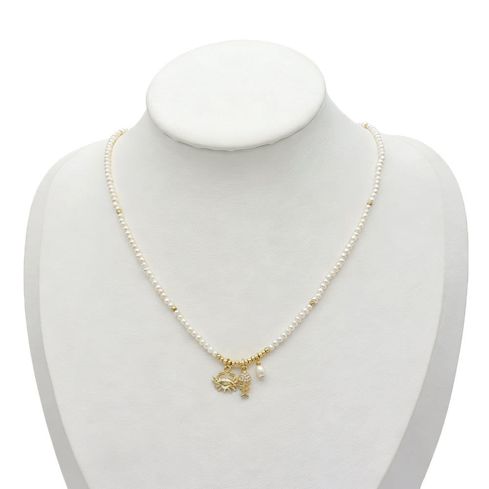 Handmade Fresh Water Pearl Turtle Fish Starfish Crab Pendant Necklace