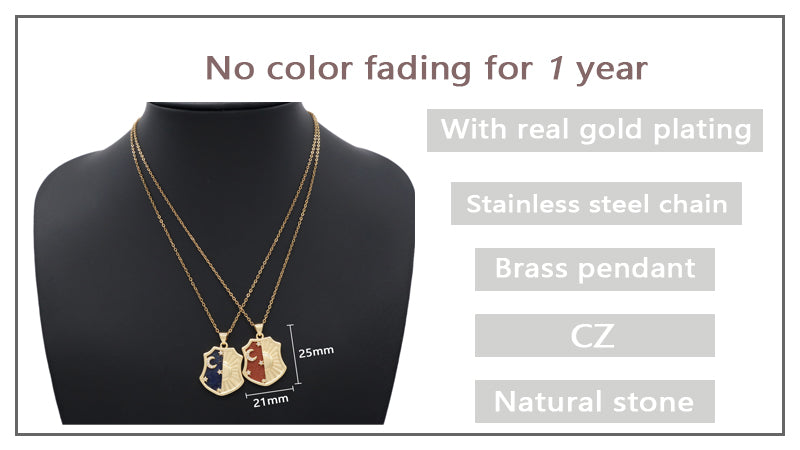 Wholesale Custom Green Brown Blue Black Natural Stone Gold plated stainless steel Chain Shinning Sun Moon Star Pendant Necklace