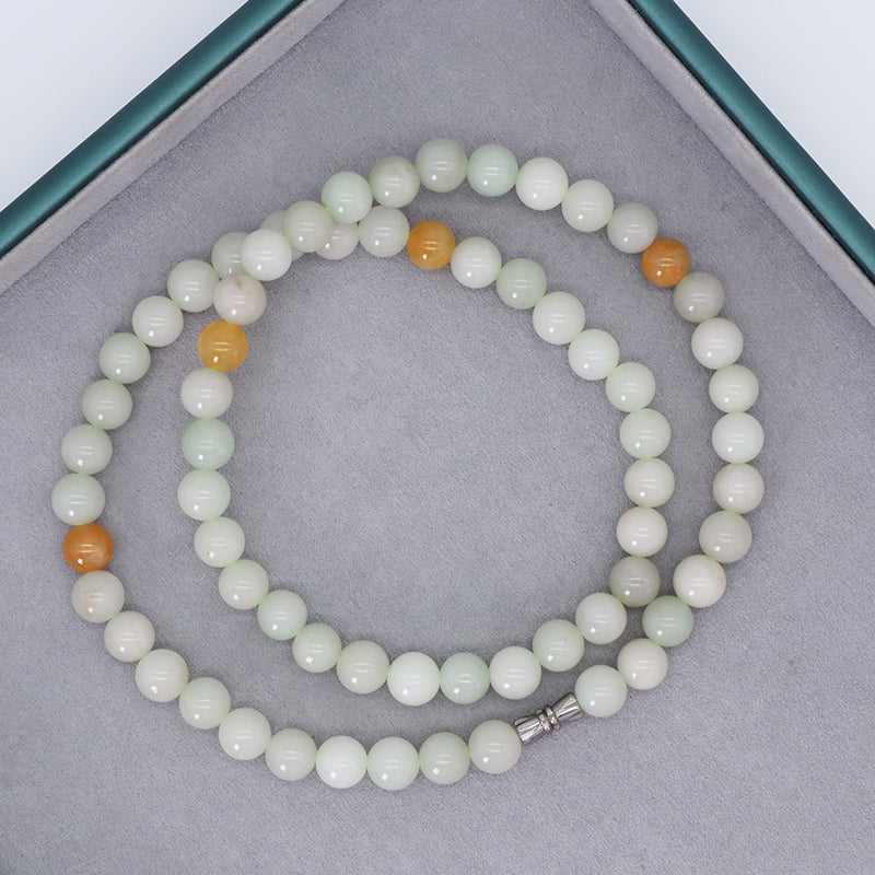 Handmade OEM Factory Customized Wholesale Women Gift Natural Stone Necklace Jewelry 8mm Round Natural Jade Beads Necklace
