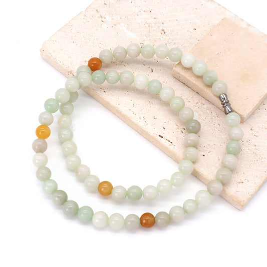 Handmade OEM Factory Customized Wholesale Women Gift Natural Stone Necklace Jewelry 8mm Round Natural Jade Beads Necklace