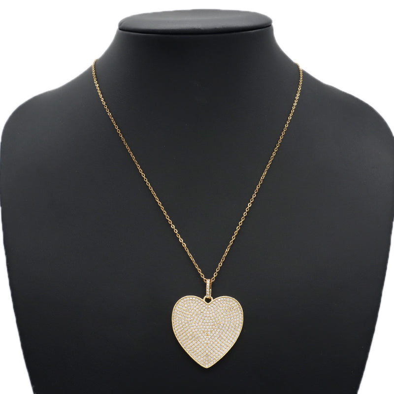 New Bulk Sale Fashion Jewelry Custom Gold plated stainless steel Chain Micro Pave CZ Love Heart Pendant Necklace For Women Gift