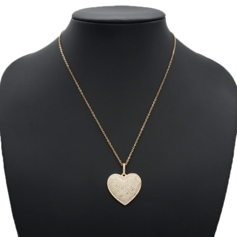 New Bulk Sale Fashion Jewelry Custom Gold plated stainless steel Chain Micro Pave CZ Love Heart Pendant Necklace For Women Gift