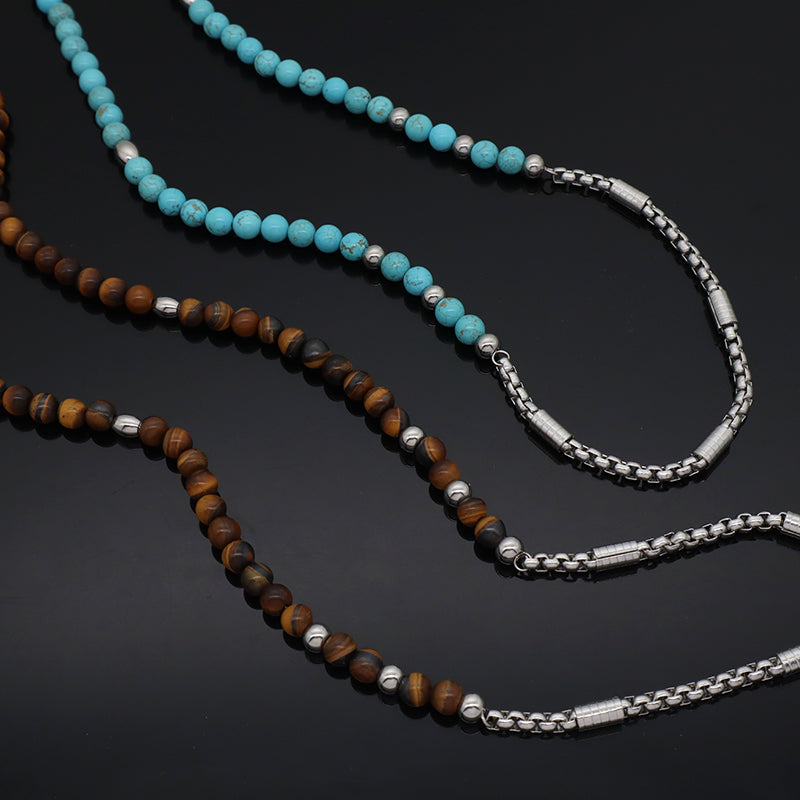 Fashion Design China Factory Newest Wholesale Custom Jewelry No Tarnish Stainless Steel Natural Stone Necklace For Men Women