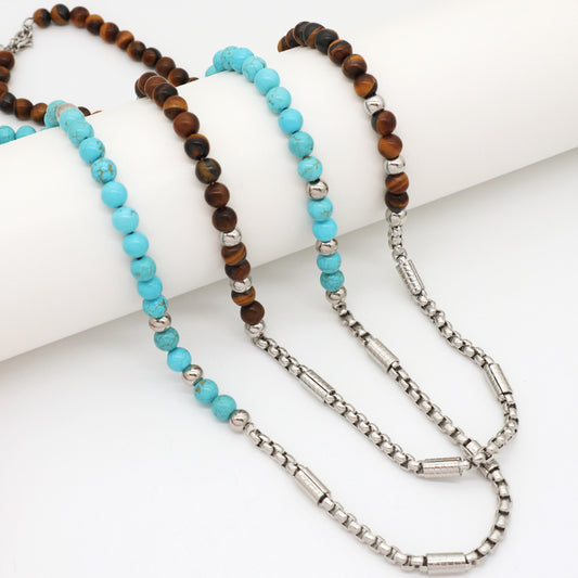 Fashion Design China Factory Newest Wholesale Custom Jewelry No Tarnish Stainless Steel Natural Stone Necklace For Men Women