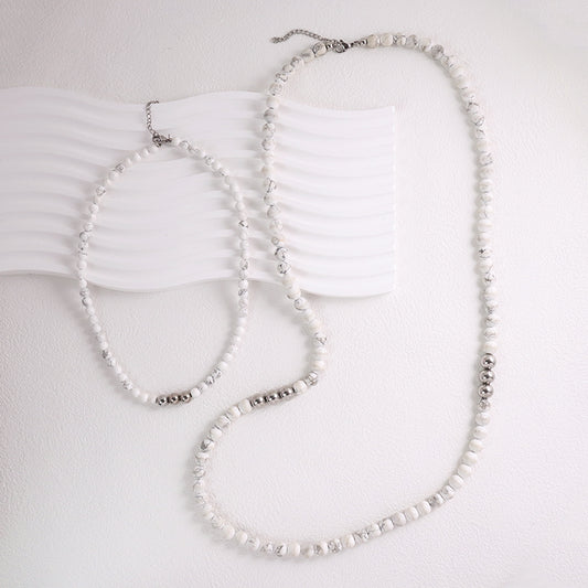 Manufacture China Factory Wholesale Fashion OEM Handmade Custom 6mm Howlite Natural Stone Beads Necklace For Men Women Jewelry