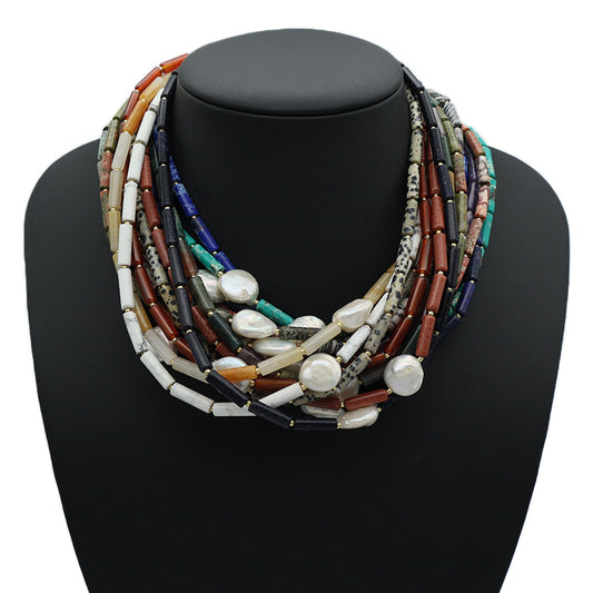 Various OEM Custom Wholesale Handmade Women Gold Plated Brass Tail chain Natural Stone Beads Fresh Water Baroque Pearl Necklace