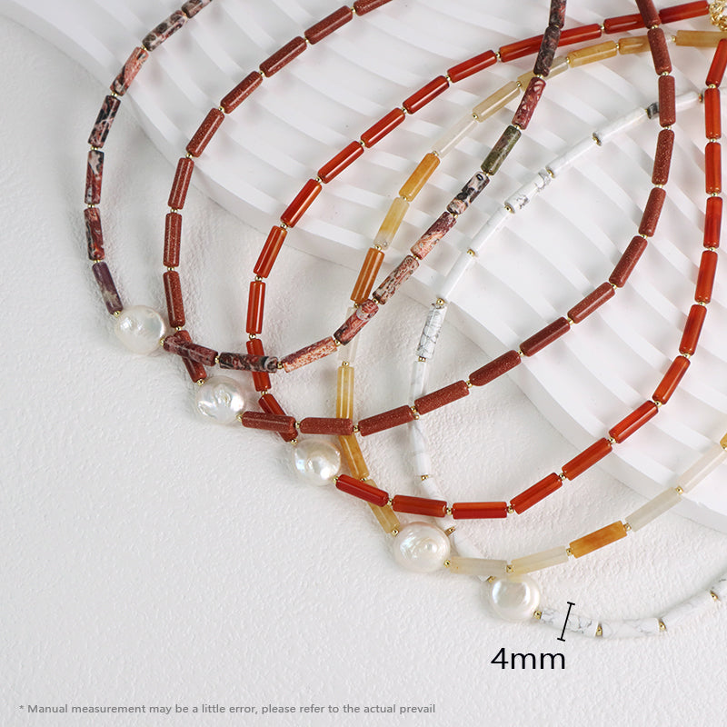 Various OEM Custom Wholesale Handmade Women Gold Plated Brass Tail chain Natural Stone Beads Fresh Water Baroque Pearl Necklace
