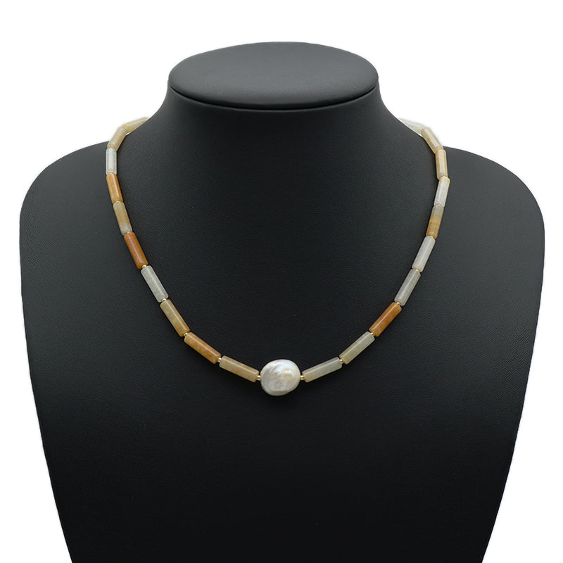 Various OEM Custom Wholesale Handmade Women Gold Plated Brass Tail chain Natural Stone Beads Fresh Water Baroque Pearl Necklace