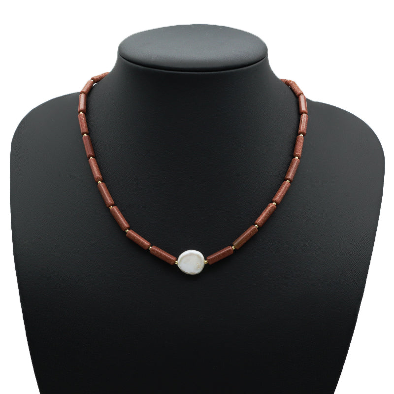 Various OEM Custom Wholesale Handmade Women Gold Plated Brass Tail chain Natural Stone Beads Fresh Water Baroque Pearl Necklace