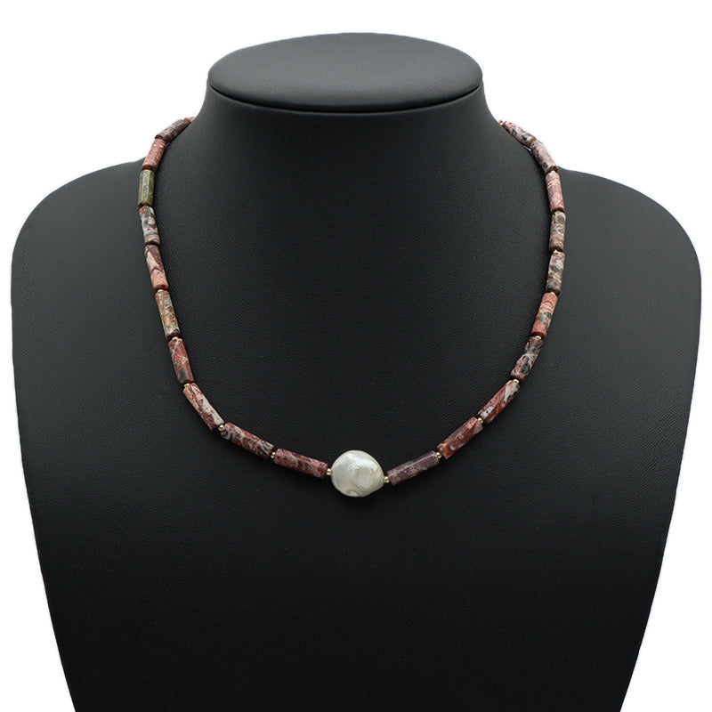 Various OEM Custom Wholesale Handmade Women Gold Plated Brass Tail chain Natural Stone Beads Fresh Water Baroque Pearl Necklace