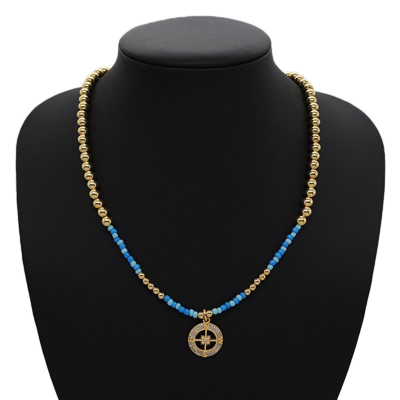 New Arrival China Factory OEM Wholesale Fashion Women Handmade Custom Enamel Blue Natural Stone Beads Evil Eyes Pendant Necklace