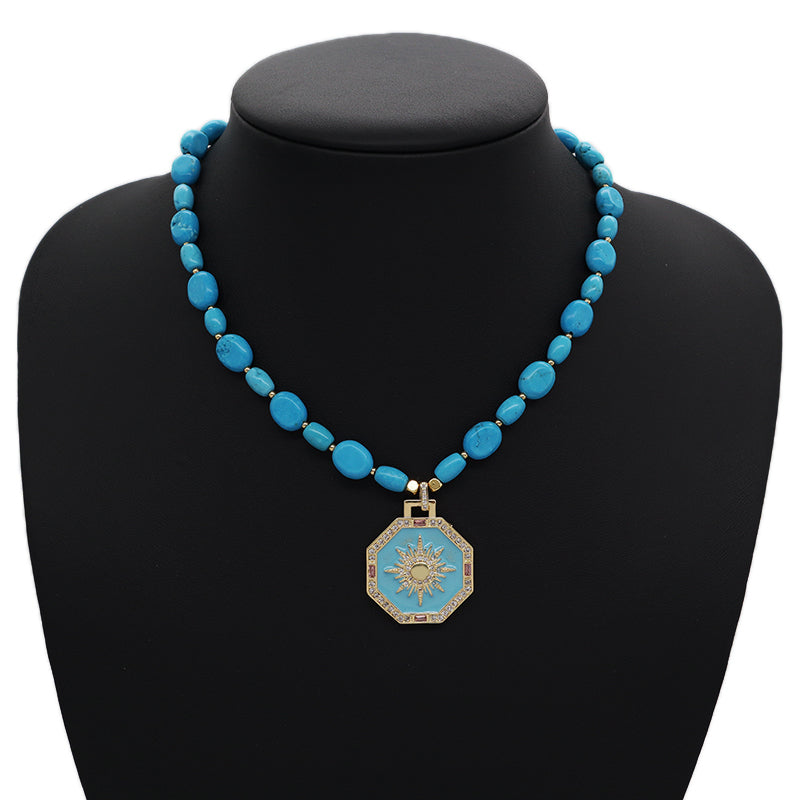 New Arrival China Factory OEM Wholesale Fashion Women Handmade Custom Enamel Blue Natural Stone Beads Evil Eyes Pendant Necklace