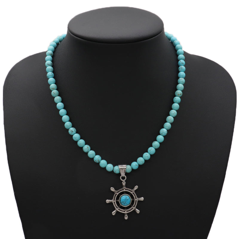 New Arrival China Factory OEM Wholesale Fashion Women Handmade Custom Enamel Blue Natural Stone Beads Evil Eyes Pendant Necklace