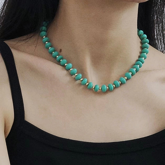 Hot Selling OEM China Factory Wholesale Fashion Gift Handmade Custom Gold Plated Blue Natural Stone Beads Necklace For Women