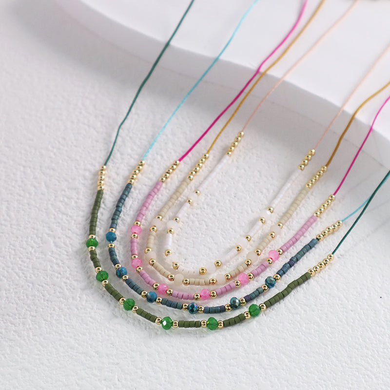 China Factory Customized OEM Wholesale Manufacture Handmade Gold Plated Glass Crystal Beads Miyuki Necklace For Women