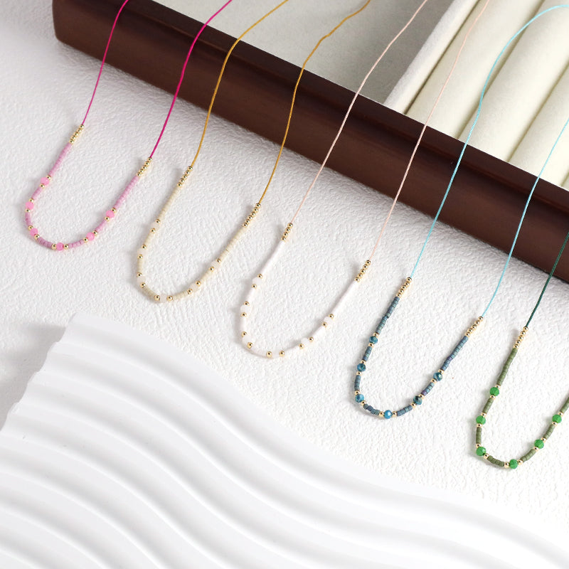 China Factory Customized OEM Wholesale Manufacture Handmade Gold Plated Glass Crystal Beads Miyuki Necklace For Women