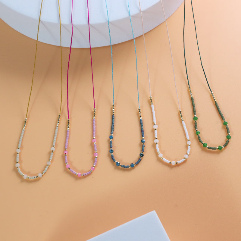 China Factory Customized OEM Wholesale Manufacture Handmade Gold Plated Glass Crystal Beads Miyuki Necklace For Women