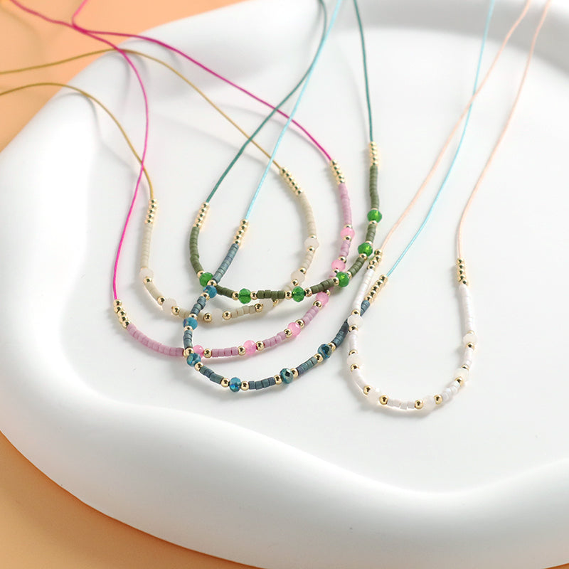 China Factory Customized OEM Wholesale Manufacture Handmade Gold Plated Glass Crystal Beads Miyuki Necklace For Women