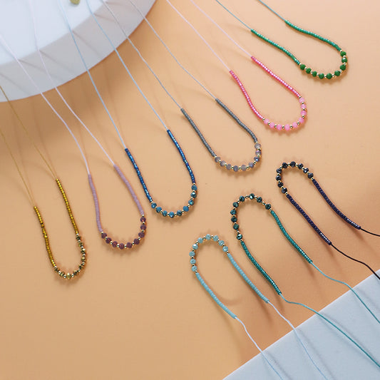 Handmade Wholesale China Factory Fashion Custom OEM Manufacture Women Gift Gold Plated Glass Crystal Beads Miyuki Necklace