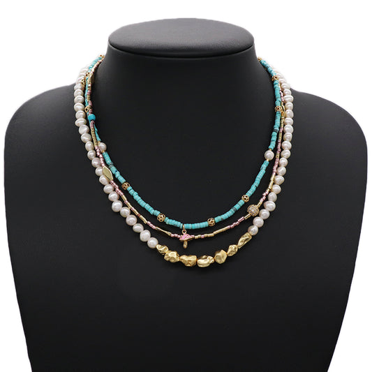 OEM Wholesale Handmade Custom Gold Plated Enamel Mushroom Pendant Fresh Water Pearl Natural Stone Beads Necklace For Women