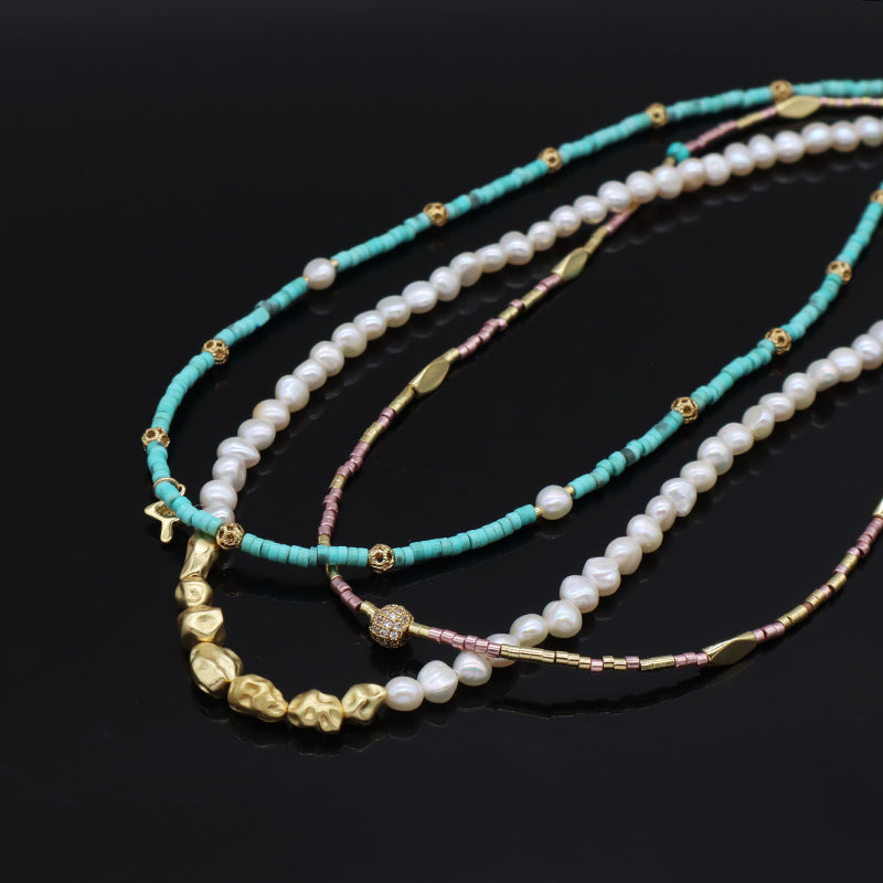 OEM Wholesale Handmade Custom Gold Plated Enamel Mushroom Pendant Fresh Water Pearl Natural Stone Beads Necklace For Women