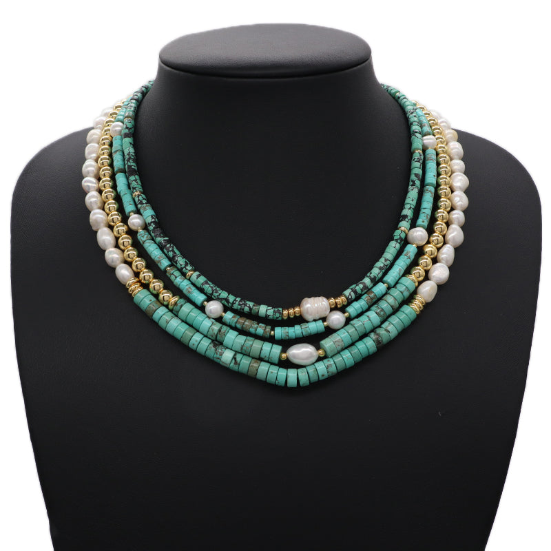 Newest Custom Fashionable OEM Wholesale Handmade Gold Plated Fresh Water Pearl Pendant Natural Stone Beads Necklace For Women