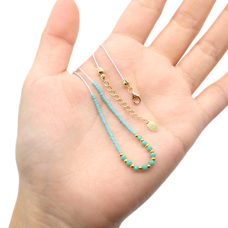 Custom Manufacture Factory Wholesale Adjustable Handmade Miyuki Beads Necklace Glass Crystal 925 silver Necklace For Women