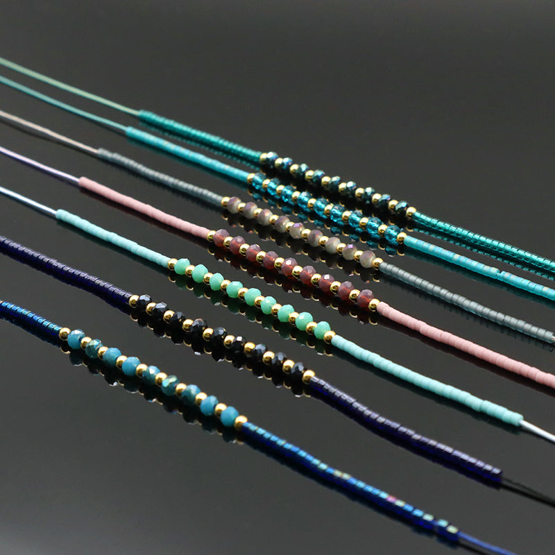 Custom Manufacture Factory Wholesale Adjustable Handmade Miyuki Beads Necklace Glass Crystal 925 silver Necklace For Women