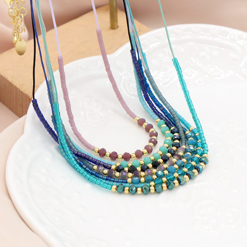 Custom Manufacture Factory Wholesale Adjustable Handmade Miyuki Beads Necklace Glass Crystal 925 silver Necklace For Women