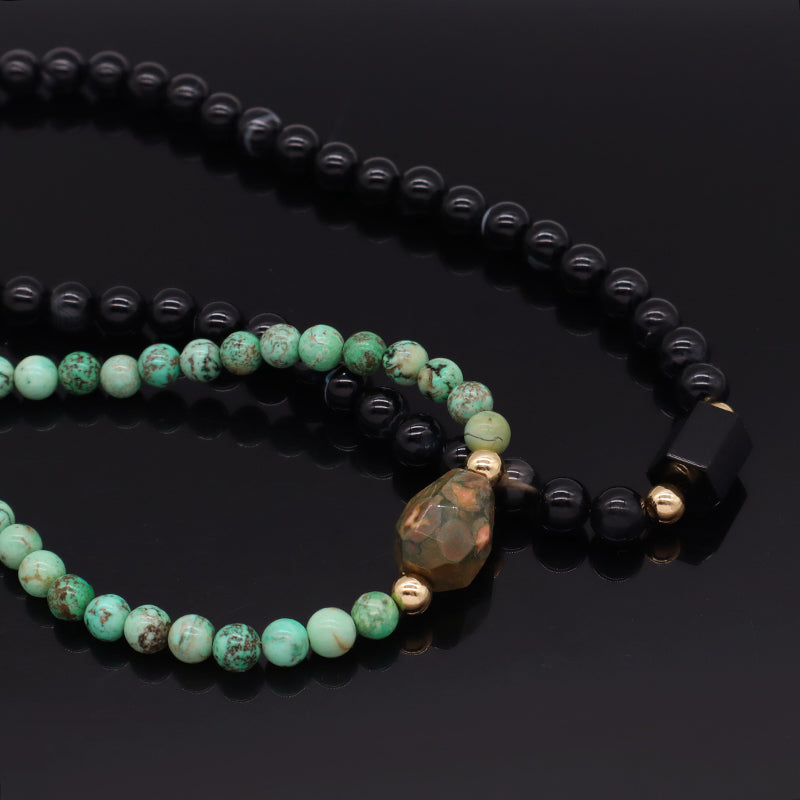 OEM China Factory Custom Wholesale Fashion Handmade 6mm 8mm Gold Plated Black Green Natural Stone Beads Necklace For Women Men