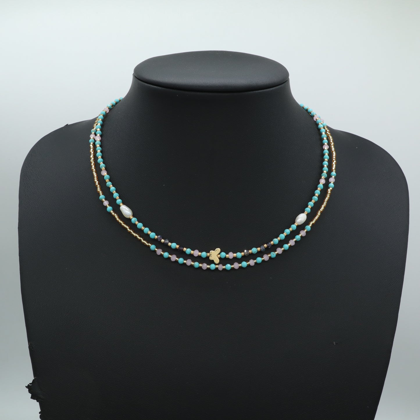 OEM Manufacture Factory Wholesale Handmade Custom Gold Plated Glass Crystal Natural Stone Africa Turquoise Beads Miyuki Necklace